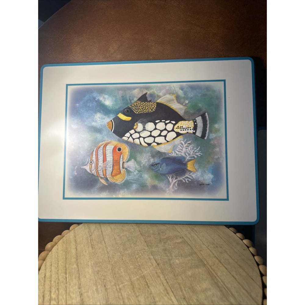 4-Pimpernel Tropical Fish placemats Marine Life Beach Maria Ryan Cork Back